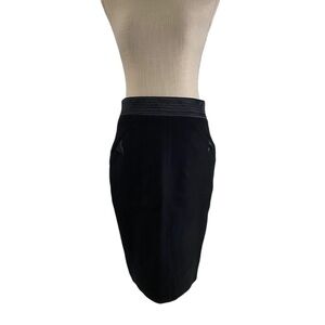 Marc Jacobs Poland Women Black Wool Knee Length Pencil Skirt Sz 4 Pockets Career